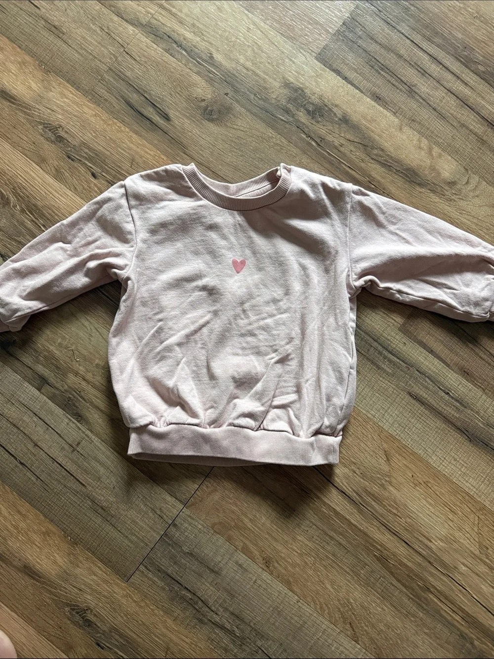 H&M 9mo Girls Pink Heart Sweatshirt and Matching Gray Set